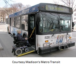 Wheelchaie boarding bus