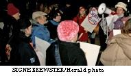 Barbara with bullhorn